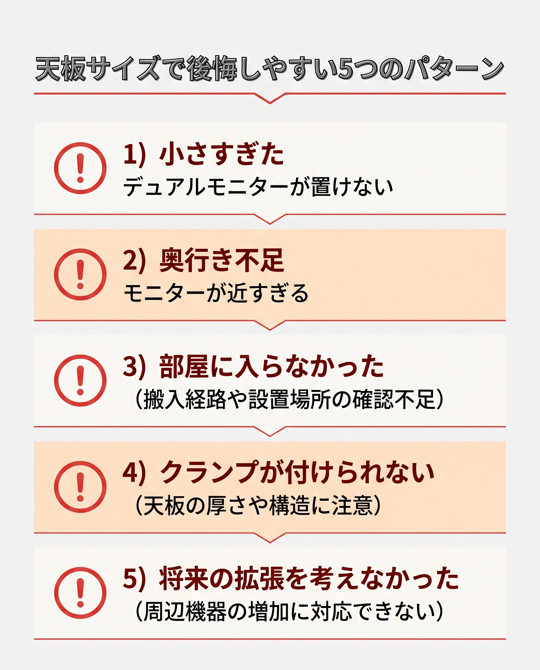 天板サイズで後悔しやすい5つのパターン