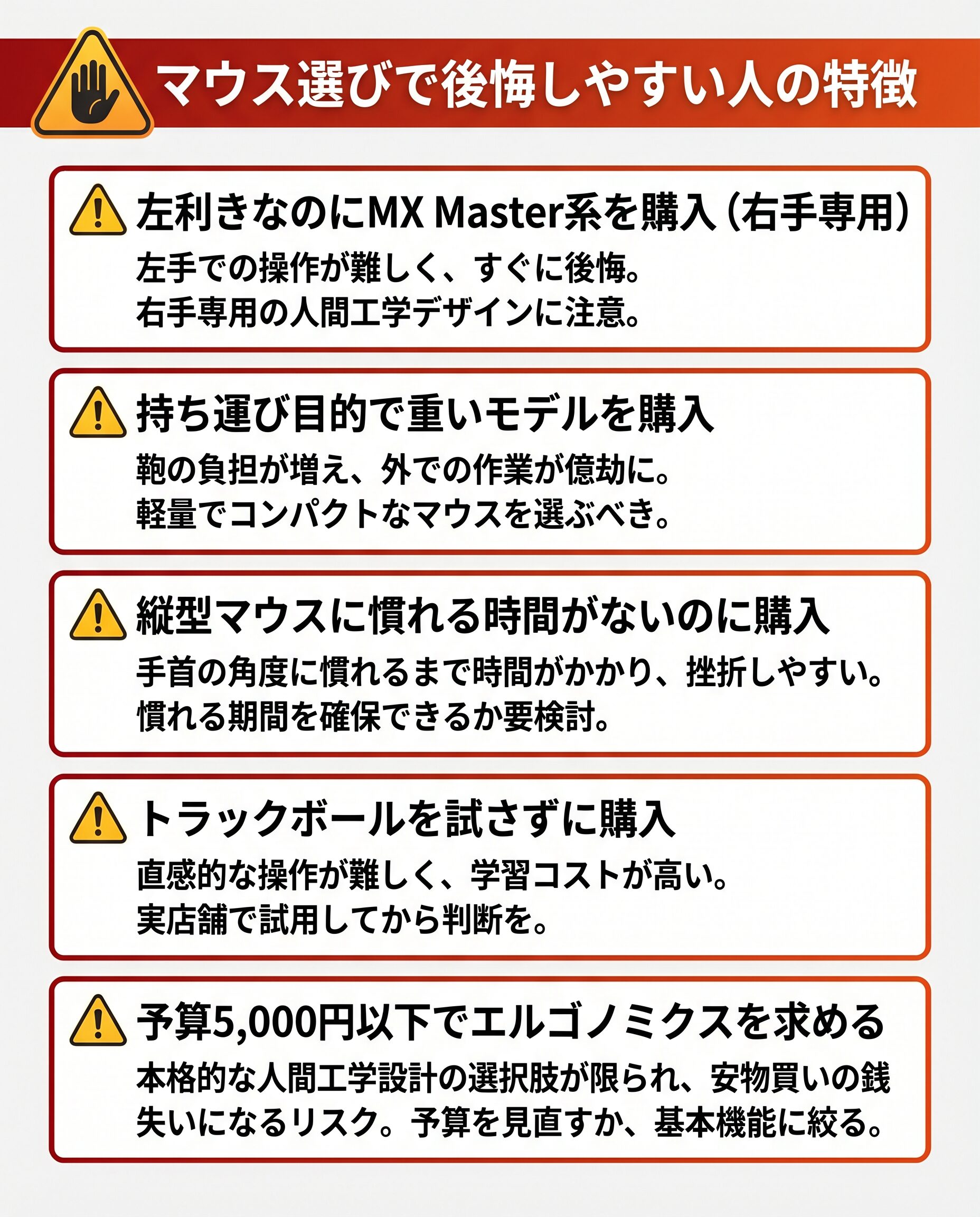 マウス選びで後悔しやすい人の特徴